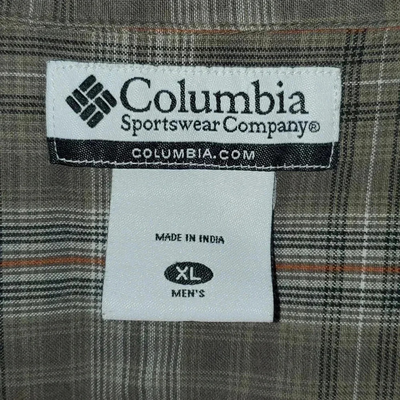 Columbia Mens Short Sleeve XL Striped Shirt Button Up Green and Orange RN 69724 - Picture 3 of 10